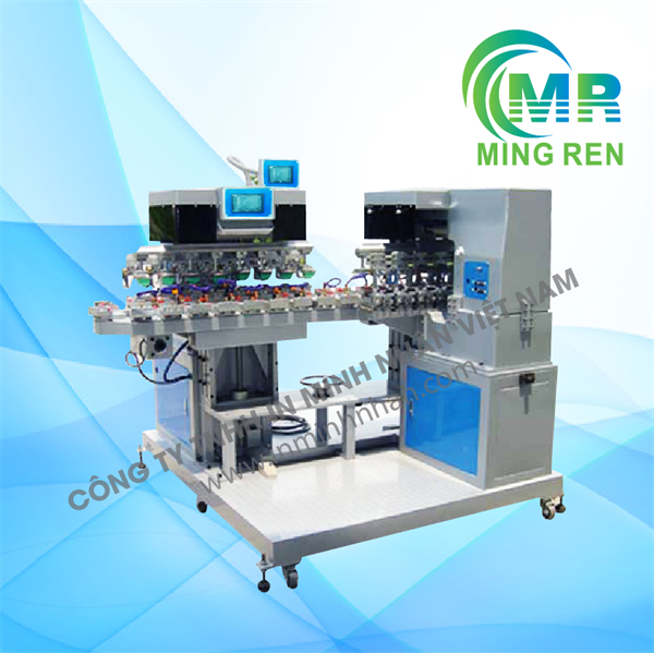 máy in tampon đa chức năng 16 màu băng tải