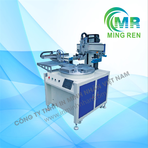 Máy in lưới phẳng bàn xoay