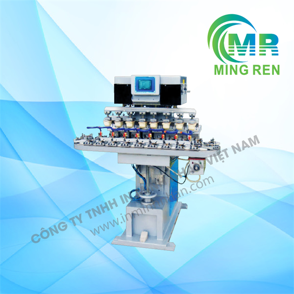 Máy in tampon 8 màu bán tự động băng tải tròn